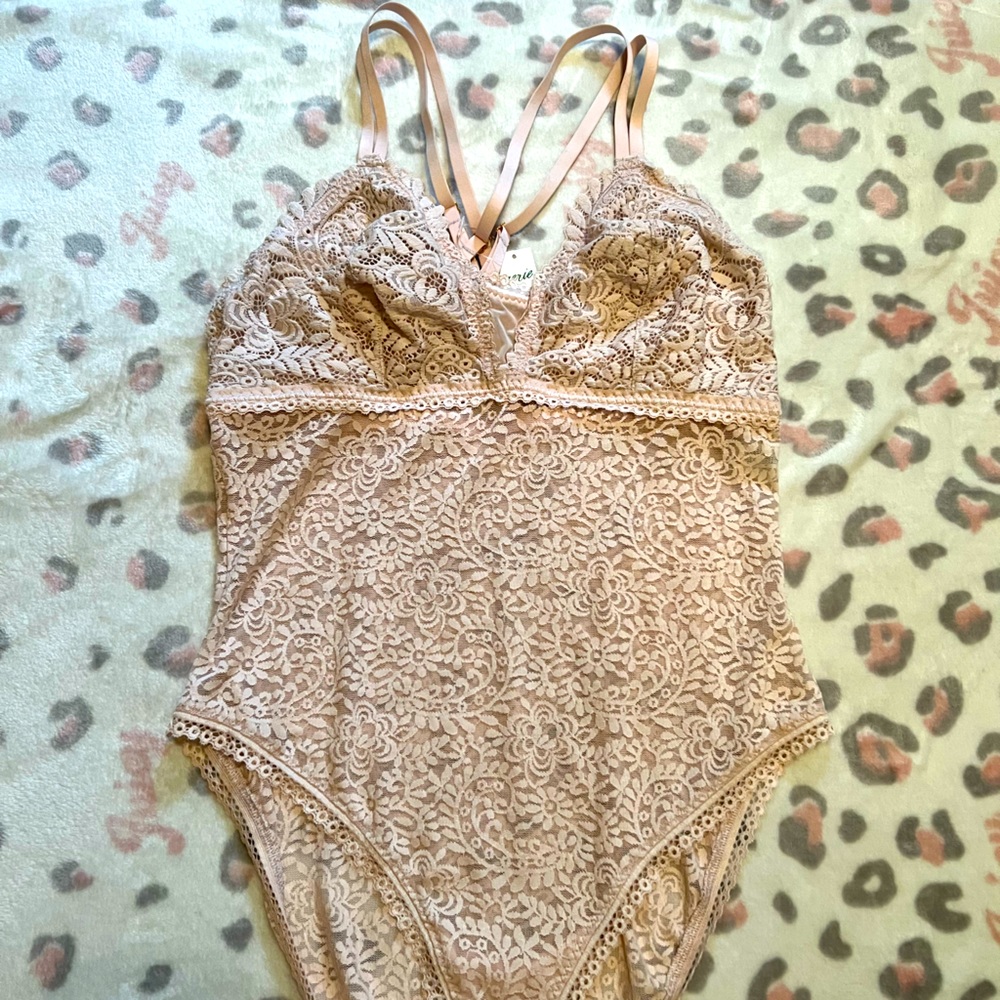 NWT Aerie Light Pink Laced BodySuit